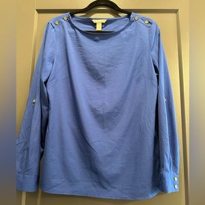 Banana Republic Factory blue wide neck long sleeve blouse